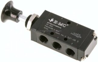 5/2-Wege Axial-Handhebelventil, Federrückstellung, G 1/8"