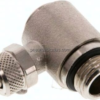 Winkel-Verschraubung G 1/4"-6x4mm, Messing vernickelt, Innenskt.