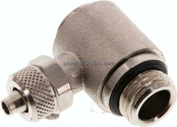 Winkel-Verschraubung G 1/4"-6x4mm, Messing vernickelt, Innenskt.