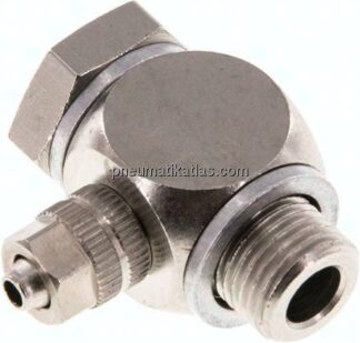 Winkel-Verschraubung G 1/8"-4,3x3mm, Messing vernickelt, Hohlschraube