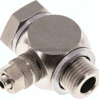 Winkel-Verschraubung G 1/8"-4,3x3mm, Messing vernickelt, Hohlschraube
