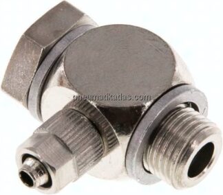 Winkel-Verschraubung G 1/8"-5x3mm, Messing vernickelt, Hohlschraube