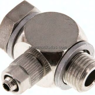 Winkel-Verschraubung G 1/8"-5x3mm, Messing vernickelt, Hohlschraube