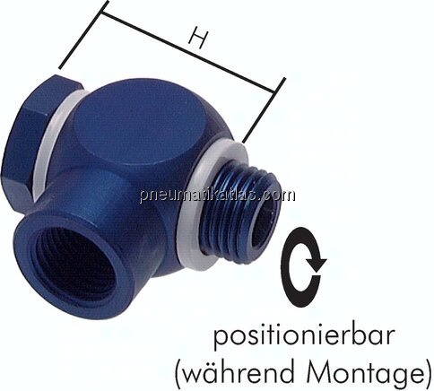 Winkel-Verschraubung G 1/8" AG/IG, Aluminium, Hohlschraube