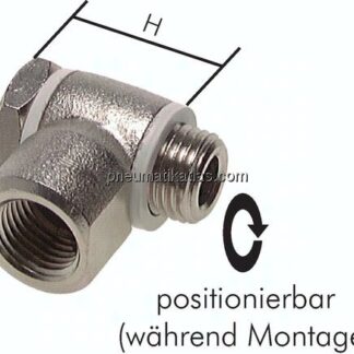 Winkel-Verschraubung M 5 AG/IG, Messing vernickelt, Hohlschraube