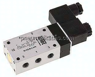 5/2-Wege Magnetventil, G 1/8", Feder, 12 V DC, Standard