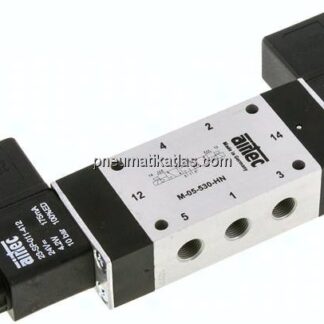 5/3-Wege Magnetventil, G 1/8", Mittelstellung geschlossen, 12 V DC