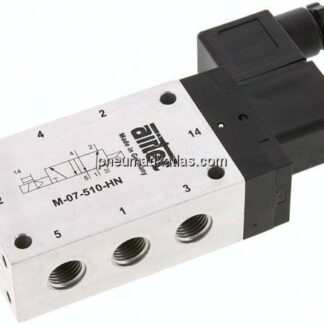 5/2-Wege Magnetventil, G 1/4", Luftfeder, 12 V DC, Standard