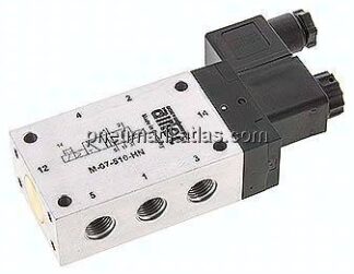 5/2-Wege Magnetventil, G 1/4", Luftfeder, 230 V AC, Standard
