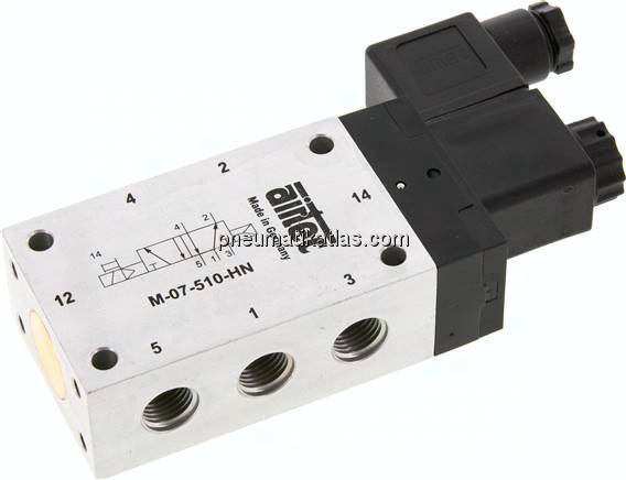 5/2-Wege Magnetventil, G 1/4", Luftfeder, 24 V DC, Standard