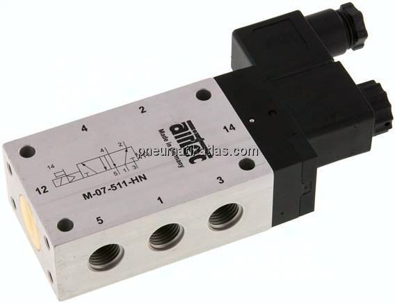 5/2-Wege Magnetventil, G 1/4", Feder, 115 V AC, Standard