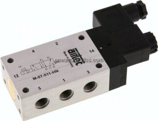 5/2-Wege Magnetventil, G 1/4", Feder, 230 V AC, Standard
