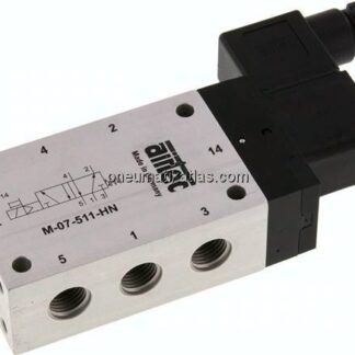 5/2-Wege Magnetventil, G 1/4", Feder, 230 V AC, Standard