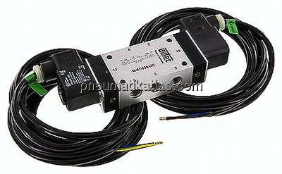 5/3-Wege Magnetventil, G 1/4", Mittelstellung geschlossen, 24 V DC