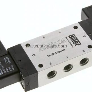 5/3-Wege Magnetventil, G 1/4", Mittelstellung entlüftet, 230 V AC