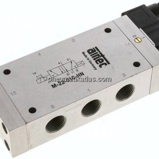 5/2-Wege Magnetventil, G 1/2", Luftfeder, 12 V DC, Standard