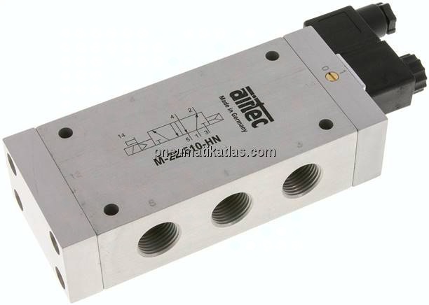 5/2-Wege Magnetventil, G 1/2", Luftfeder, 24 V DC, Standard