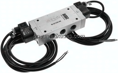 5/3-Wege Magnetventil, G 1/2", Mittelstellung geschlossen, 24 V DC