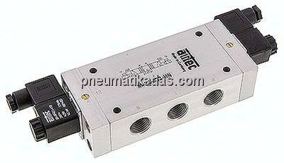 5/3-Wege Magnetventil, G 1/2", Mittelstellung entlüftet, 12 V DC