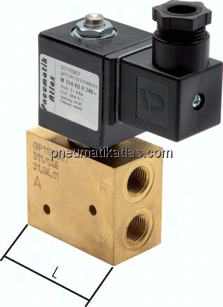 3/2-Wege Vakuumventil, G 3/8", -0,9 bis 10bar, 24 V DC