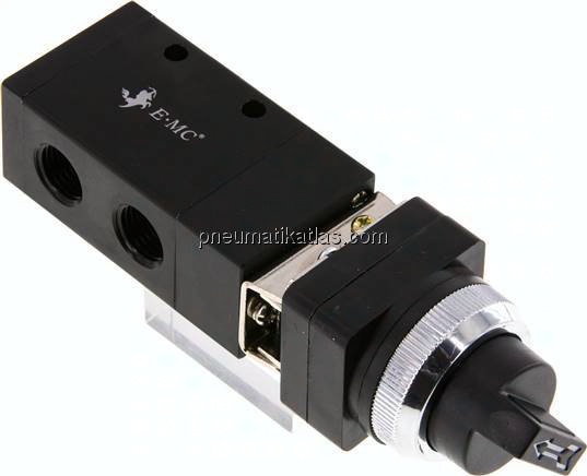 3/2-Wege (NC/NO) Drehschalter-Ventil, schwarz, G 1/4"
