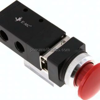 3/2-Wege (NC/NO) Pilztaster-Ventil, rot, G 1/4"