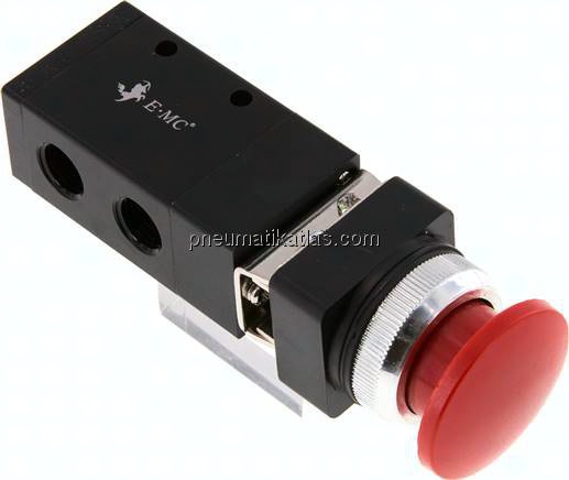 3/2-Wege (NC/NO) Pilztaster-Ventil, rot, G 1/4"
