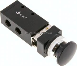 3/2-Wege (NC/NO) Pilztaster-Ventil, schwarz, G 1/4"