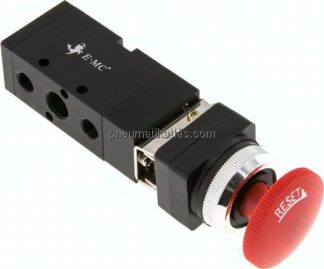 5/2-Wege Not-Aus-Taster-Ventil, rot, G 1/4"