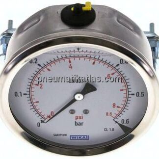 Glycerin-Einbaumanometer, 3kt-Frontring, 100mm, 0 - 0,6 bar
