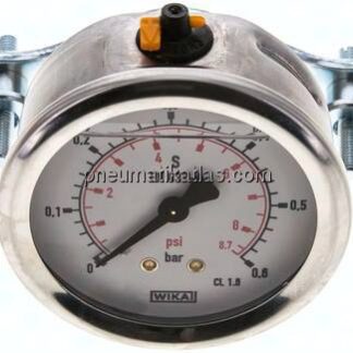 Glycerin-Einbaumanometer, 3kt-Frontring, 63mm, 0 - 0,6 bar