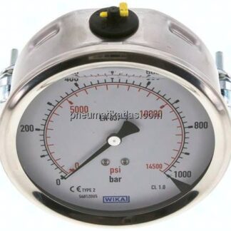 Glycerin-Einbaumanometer, 3kt-Frontring, 100mm, 0 - 1000 bar