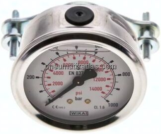 Glycerin-Einbaumanometer, 3kt-Frontring, 63mm, 0 - 1000 bar