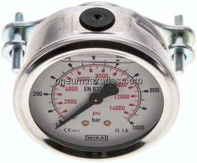 Glycerin-Einbaumanometer, 3kt-Frontring, 63mm, 0 - 1000 bar
