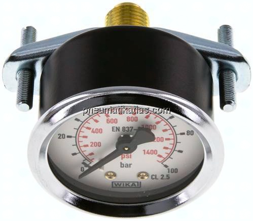 Einbaumanometer, 3-kant-Frontring, 50mm, 0 - 100 bar