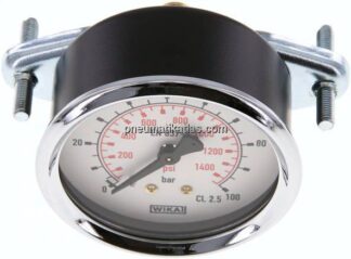 Einbaumanometer, 3-kant-Frontring, 63mm, 0 - 100 bar