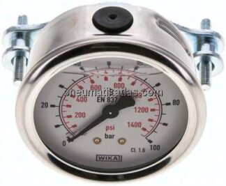 Glycerin-Einbaumanometer, 3kt-Frontring, 63mm, 0 - 100 bar