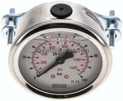 Glycerin-Einbaumanometer, 3kt-Frontring, 63mm, 0 - 100 bar