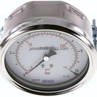 Einbaumanometer, 3-kant-Frontring, 100mm, 0 - 10 bar