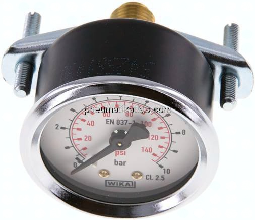 Einbaumanometer, 3-kant-Frontring, 50mm, 0 - 10 bar