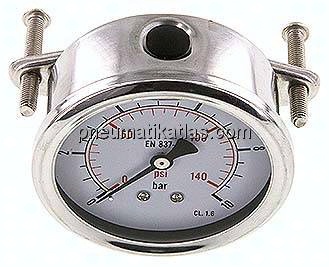 Glycerin-Einbaumanometer, 3kt-Frontring, 63mm, 0 - 10 bar
