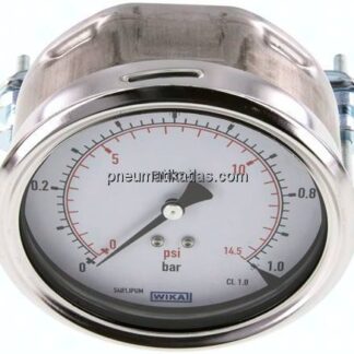 Einbaumanometer, 3-kant-Frontring, 100mm, 0 - 1 bar