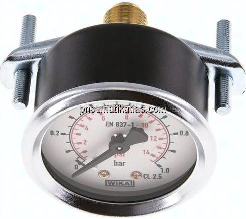Einbaumanometer, 3-kant-Frontring, 50mm, 0 - 1 bar