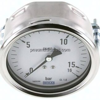Einbaumanometer, 3-kant-Frontring, 100mm, 0 - 16 bar