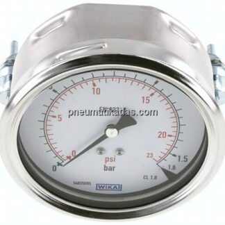 Einbaumanometer, 3-kant-Frontring, 100mm, 0 - 1,6 bar