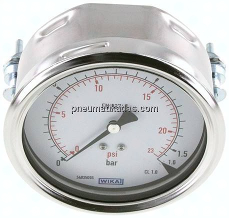 Einbaumanometer, 3-kant-Frontring, 100mm, 0 - 1,6 bar