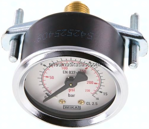 Einbaumanometer, 3-kant-Frontring, 50mm, 0 - 16 bar