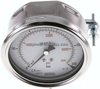 Einbaumanometer, 3-kant-Frontring, 100mm, 0 - 250 bar
