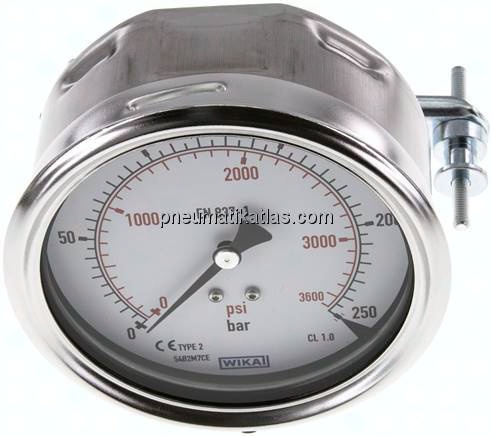 Einbaumanometer, 3-kant-Frontring, 100mm, 0 - 250 bar