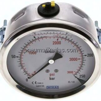 Glycerin-Einbaumanometer, 3kt-Frontring, 100mm, 0 - 250 bar